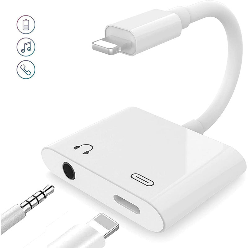 Apple lightning to 3.5mm headphone jack and charger adapter